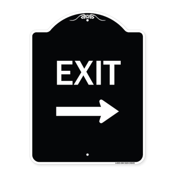 Exit With Right Arrow 3 Heavy-Gauge Aluminum Architectural Sign, 24" H, 18" L, BW-1824-24045